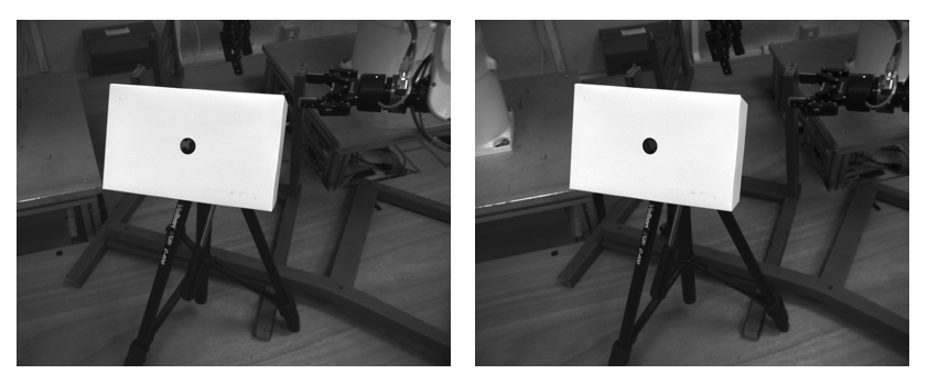 Scene captured by a stereo camera (left and right views).
